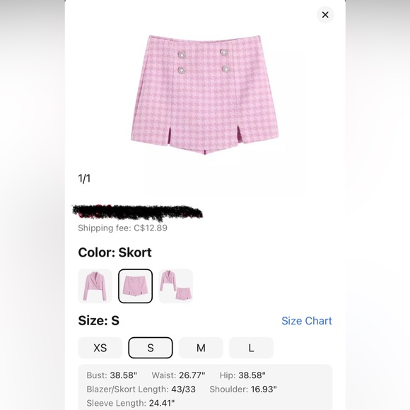 NWOT plaid skort with faux pearl buttons 🩷 New without tags. Ladies small - Picture 5 of 10